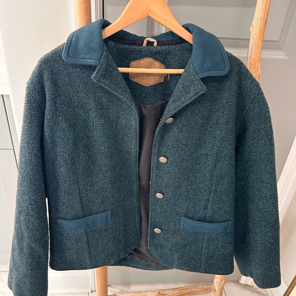 Woolrich Teal Wool Jacket with Navy Details